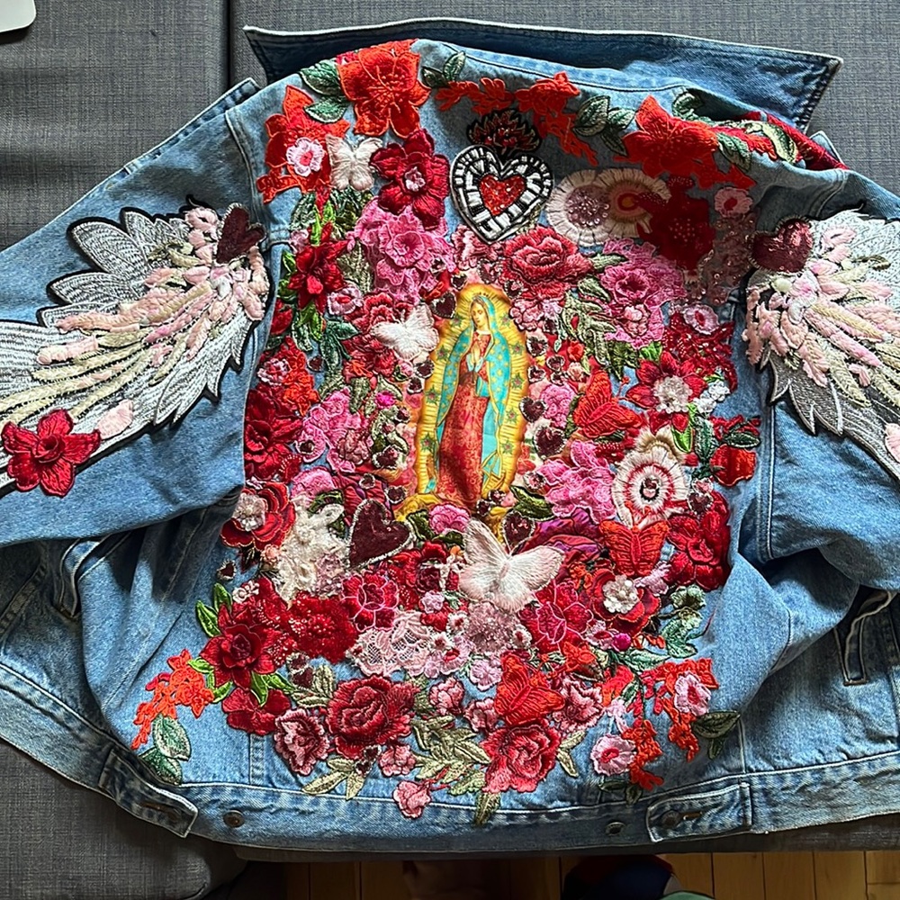 Brand New Beautifully embroidered Jean Jacket, never worn. Wearable art